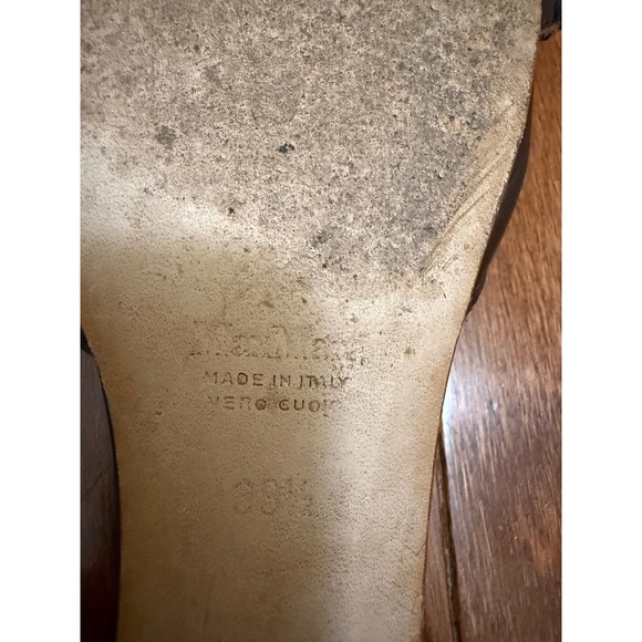 Max Mara Brown Leather Buckle Pointed Toe Slide Sandals Made in Italy Size 38.5 - Picture 4 of 5